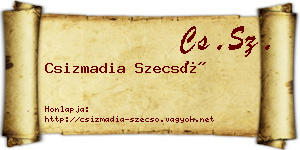 Csizmadia Szecső névjegykártya